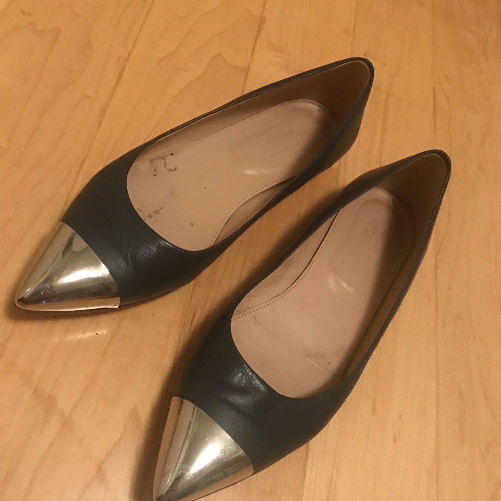 Jcrew Viv metal cap toe flats charcoal